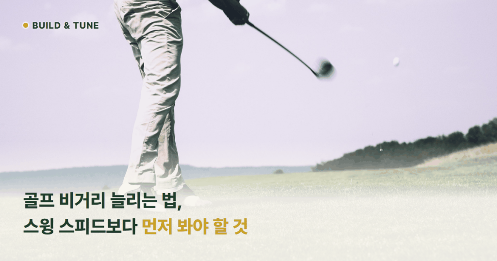 드라이버로 스윙하는 골퍼 사진 위에 '골프 비거리 늘리는 법, 스윙 스피드보다 먼저 봐야 할 것' 제목을 얹은 대표이미지